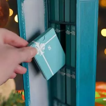 Новогодний мини-календарь с украшением в виде книги, адвент-календарь с 24 книгами, праздничные атрибуты, настольный адвент-календарь, рождественские подарки, книжная полка, рождественские подарки 39X7X6cm красный