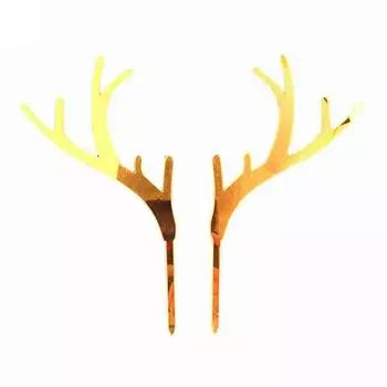 Новогодний Олень Рождество Золото Серебро Лось Принадлежности для вечеринки Оленьи рога Рождественское украшение Топпер для торта A