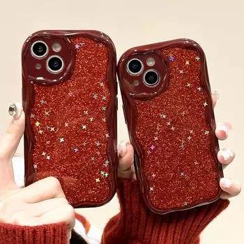 Новогодний подарок, чехол для телефона, блестящий чехол со звездами и пайетками для iPhone 11, 12, 13, 14, 15 Pro Max Plus X XR XS Max, мягкая задняя крышка из ТПУ For iPhone X