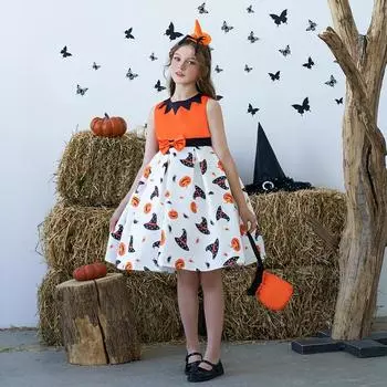 Новогодний подарок, платья на Хэллоуин для девочек, вечерняя одежда розового цвета, тюлевое вечернее платье принцессы для выпускного вечера, детское платье для девочек, платье подружки невесты 100 оранжевый