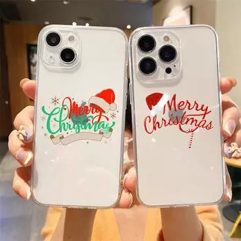 Новогодний подарок, Рождественский мультфильм, роскошный прозрачный чехол для телефона для iPhone 15, 14, 13, 12, 11 Pro Max XS X XR 7, 8 Plus, Fundas iPhone 7 8 Plus