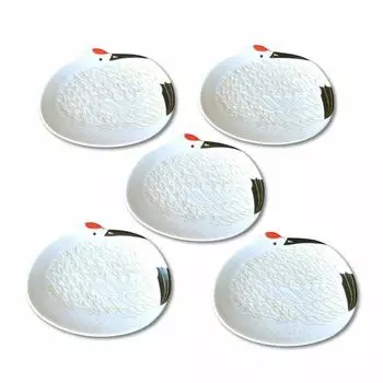 Новогодний японский маленький набор на удачу Арита золотистого цвета в подарочной коробке, включающий столовые приборы, столовые приборы, тарелки, журавлики, амулеты, посуда, журавлики, тарелки, 5, белый