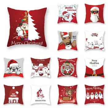 Новогодний Рождественский чехол с принтом Санта-Клауса для дома, гостиной, дивана, украшение, подушка, наволочка 40X40CM
