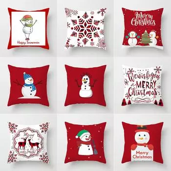 Новогодний Рождественский чехол с принтом снеговика для дома, гостиной, украшения дивана, квадратная наволочка 45*45 см 40X40CM
