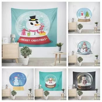 Новогодний рождественский хрустальный шар Рождественская елка Узор Гостиная Спальня Декоративный гобелен 100x75cm