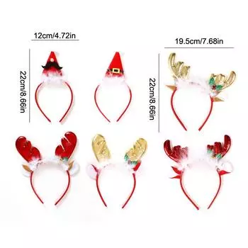 Новогодний рождественский обруч для волос с рождественским колокольчиком в виде рога лося, повязка на голову с блестками, веселое рождественское украшение, праздничные принадлежности для детей, подарки A1