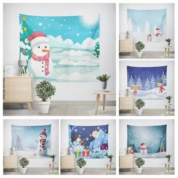 Новогодний рождественский снеговик подарочная коробка узор гостиная спальня декоративный гобелен 100x75cm