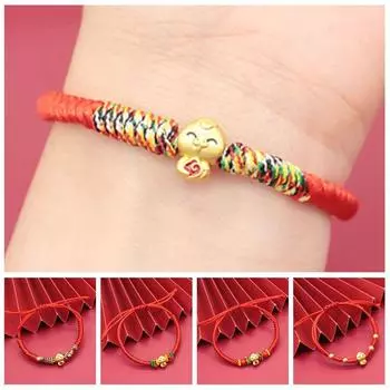 Новогодний счастливый красный браслет на веревке ручной работы с фортуной Милый браслет на год змеи для девочек Style C