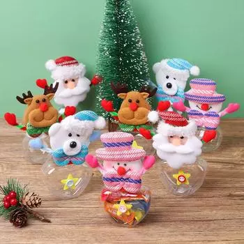 Новогодняя банка для конфет, рождественская бутылка для хранения конфет, милый мешок Санты, рождественские конфеты, коробки для кофейных зерен, подарок для ребенка на рождественскую вечеринку своими руками