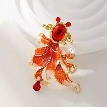 Новогодняя брошь в виде животного Koi Gold Koi Брошь Пальто Золотая рыбка Pin Premium