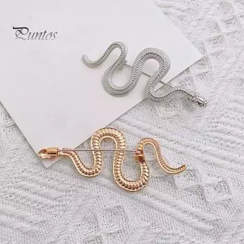 Новогодняя брошь в виде змеи. Символ удачи. Китайский гороскоп. Год змеи. Прищепка. Брошь для выпускного бала или официальных мероприятий. золотистый