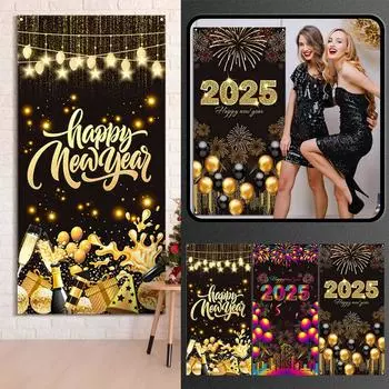 Новогодняя дверь, подвесная фоновая ткань, украшение для вечеринки в честь Нового года One Size