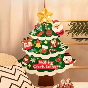 Новогодняя елка своими руками из фетра для малышей Большая светящаяся новогодняя елка с Санта-Клаусом A