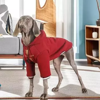 Новогодняя красная праздничная одежда для собак Зимняя одежда для больших собак золотистая шерсть лабрадор самоед утолщенная теплая одежда 31X26X2CM красный