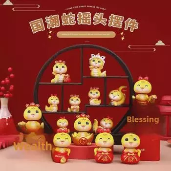 Новогодняя кукла из смолы в виде змеи со знаком зодиака для украшения дома, автомобиля или торта