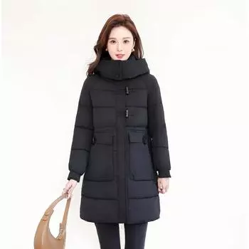 Новогодняя куртка-пуховик женская средней длины зимняя утолщенная белая утиная пуховая универсальная теплая куртка XL