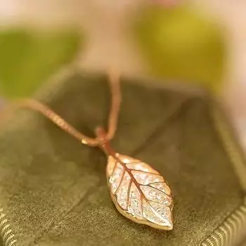 Новогодняя мода Золотая ветвь Нефритовый лист ожерелье для женщин Высококачественное чувство полноразмерная цепочка на ключицу в виде листа дерева
