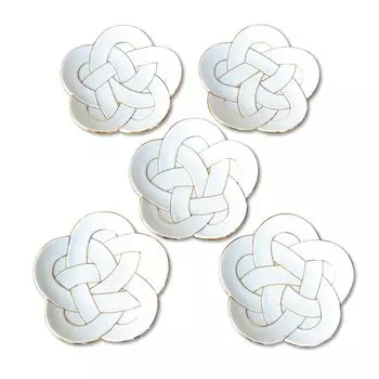 Новогодняя посуда Японская столовая посуда Тарелка 15 см Lucky Charm Arita Ware Plum Musubi Gold Wire Gold Medium Plate Set of 5 in Presentation Box золотой
