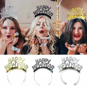 Новогодняя повязка на голову, светоотражающий аксессуар для головы, создающий атмосферу, повязка для волос с Новым годом на Рождество серебряный