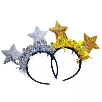 Новогодняя повязка на голову золотая серебряная блестящая звезда блестки обруч для волос мытье лица маска для лица держатель для волос для женщин леди девушка аксессуар для волос silvery