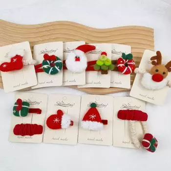 Новогодняя Рождественская Заколка для волос Санта-Клаус Рождественская Елка Снеговик Мультфильм Детские Заколки Головные Уборы Детские Аксессуары Для Волос