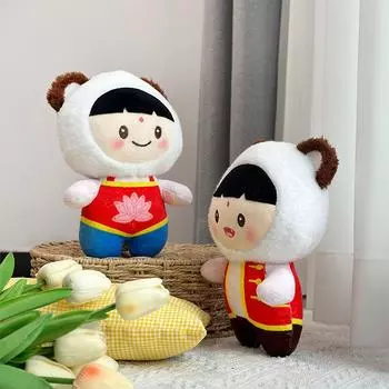 Новогодняя счастливая кукла, плюшевая кукла, мультяшная восьмидюймовая кукла-машина, создающая киоск для Нового года и круговой подарок Color random hair