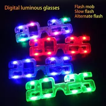 Новогодняя вечеринка светодиодные светящиеся очки 2025 номер светящиеся очки 3 белый