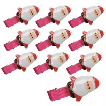 Новогодняя заколка для волос, Санта, 10 шт.