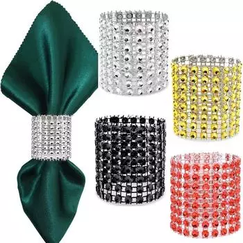 Новые 100-10 шт. стразовые кольца для салфеток, шикарное украшение для свадебного ужина, элегантный держатель для салфеток из золота и серебра, праздничные принадлежности, подарок 10PCS серебряный