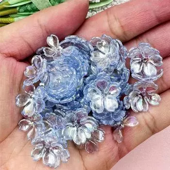 Новые 100 шт. браслеты ожерелье высокое качество свободные бусины модные для изготовления ювелирных изделий DIY цветок гальсанг акрил 14,7 мм серьги синий