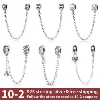 Новые 100% стерлингового серебра 925 пробы цветок безопасная цепочка подвески бусина подходит для браслета кулон женщина мода изящные ювелирные изделия