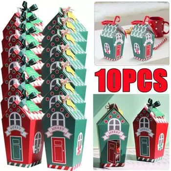 Новые 10-2 шт рождественские конфеты печенье коробки подарочная коробка крафт-бумага еда сладости печенье выпечка угощения коробки Navidad Decor рождественский подарочный пакет 2PCS&13x7x7cm
