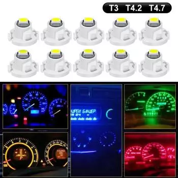 Новые 10 шт. T3 T4.2 T4.7 индикаторные лампы для салона автомобиля, суперяркие светодиодные лампы для приборной панели Canbus 3030SMD 12 В, автомобильная лампа T4.2 красный