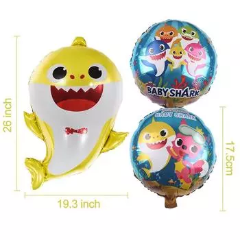 Новые 10x принадлежностей для вечеринки Baby Shark включают гелиевые шары Baby Shark и круглые шары