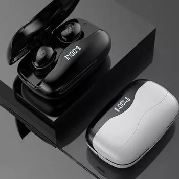 Новые 1200 мАч светодиодный дисплей Bluetooth наушники беспроводные наушники с микрофоном 9D HIFI звук спортивные водонепроницаемые гарнитуры вкладыши белый