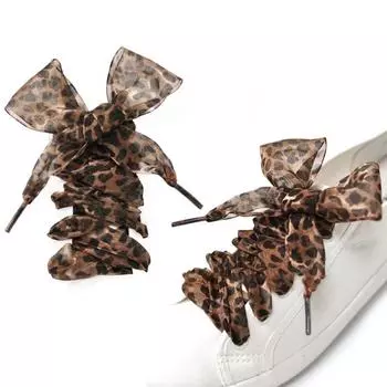 Новые 120 см длинные симпатичные модные женские шнурки с леопардовым принтом, изысканные маленькие свежие кружевные шнурки с плоской подошвой из шелкового атласа, универсальные one size белый