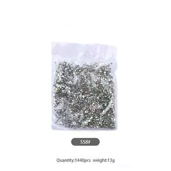 Новые 1440 шт. Кристальные стразы для нейл-арта, плоские, с блестками, бриллиантовые, 3D декор для кончиков ногтей