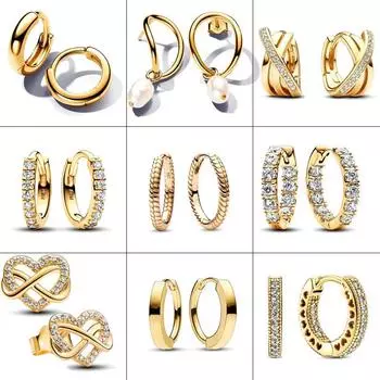 Новые 18-каратные позолоченные серьги-кольца органической формы с круглым жемчугом S925, серебряные круглые серьги-кольца, изысканные женские украшения CHINA
