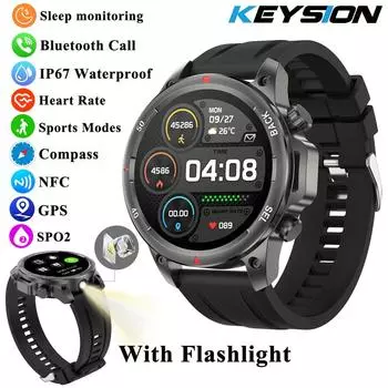 Новые 1,53-дюймовые умные часы с Bluetooth-звонком, монитором здоровья, фонариком, компасом, NFC, 400 мАч, мужские умные часы для активного отдыха для IOS Android