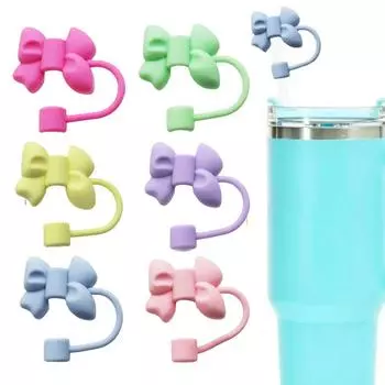 Новые 1 шт 10 мм 0,4 дюйма милые банты соломенные чехлы высококачественные наконечники силиконовые чехлы многоразовые крышки стакан P3U4 Yellow-1pcs