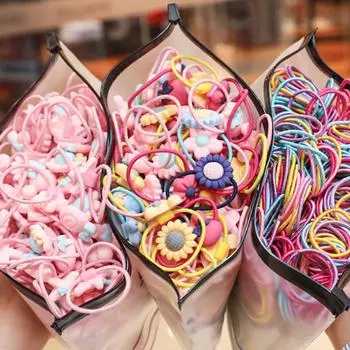 Новые 20 шт./компл. резинки для волос для девочек, милые резинки для волос с героями мультфильмов, эластичные веревки, детские резинки для хвостиков, детские аксессуары для волос