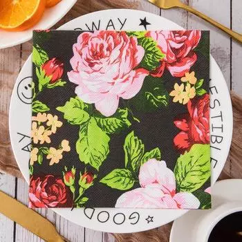 Новые 20 шт./упак. цветные печатные салфетки из древесной массы для декупажа для западного ресторана, пекарни, лицевая бумага