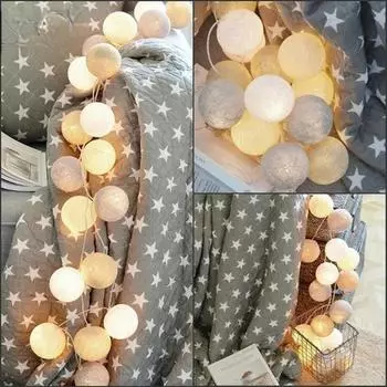 Новые 20 светодиодов USB-питание ватные шарики сказочные гирлянды праздничные свадебные вечеринки патио спальня рождественские украшения освещение navid синий