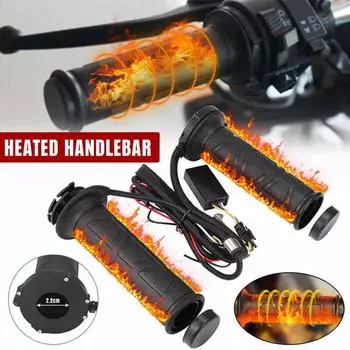 Новые 22 мм рукоятки для мотоцикла с подогревом, электрические литые ручки для мотокросса, регулируемые ручки для мопеда, горячие ручки для скутера I9m3 чёрный