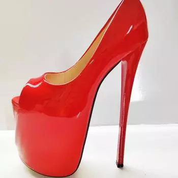 Новые 22 см лакированные черные туфли большого размера из искусственной кожи, джинсовая ткань, высокие женские туфли, сексуальные 34