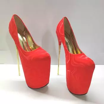 Новые 22 см золотистые туфли на тонком каблуке из стали, красные, с сексуальным каблуком большого размера, с мелким горлом, женские туфли, свадебные туфли 35