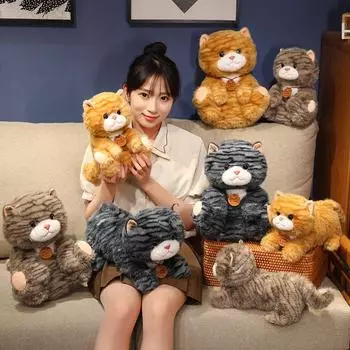 Новые 25/35 см милые плюшевые игрушки в виде кошки, мягкие, с декоративным узором, котенок, реалистичные животные, для детей и девочек, подарок на День святого Валентина 25cm