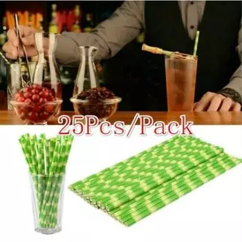 Новые 25 шт., креативные бамбуковые бумажные соломинки для питья, естественная разлагаемость, украшение для коктейльного торта