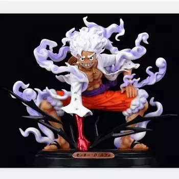 Новые 2 цвета One Piece Аниме Приседания Поза Nika Gear 5 Луффи Солнце Бог Луффи Трансформация ПВХ Фигура Модель Украшение Коллекция 20cm-No Box белый