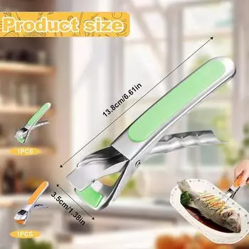 Новые 2 шт. силиконовые щипцы для перемещения горячих тарелок или мисок(Зеленый + Оранжевый)